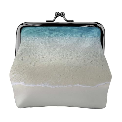 Beach Clear Sea Sand Personalisierte Unisex Bedruckte Münzbörse – Premium Mikrofaser Leder Geldbörse mit Schnappverschluss von Hgbbdyyjj