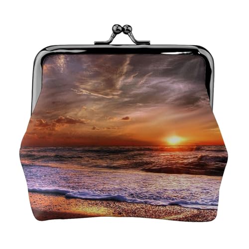 Beach Sunrise Personalisierte Unisex Bedruckte Münzbörse – Premium Mikrofaser Leder Geldbörse mit Schnappverschluss von Hgbbdyyjj
