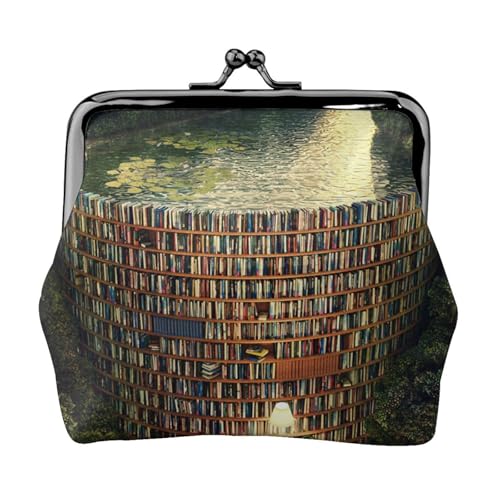 Bibliothek Bücherregal Buch Personalisierte Unisex Bedruckte Münzbörse - Premium Mikrofaser Leder Geldbörse mit Schnappverschluss von Hgbbdyyjj