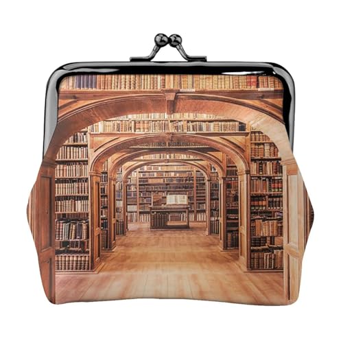 Bibliotheks-Bücherregal, personalisierbar, Unisex, bedruckte Münzgeldbörse – Premium-Mikrofaser-Leder-Geldbörse mit Schnappverschluss von Hgbbdyyjj