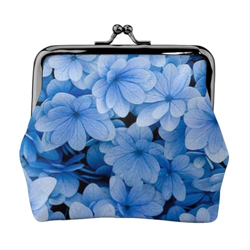 Blaue Blumen Personalisierte Unisex Bedruckte Münzbörse - Premium Mikrofaser Leder Geldbörse mit Schnappverschluss von Hgbbdyyjj