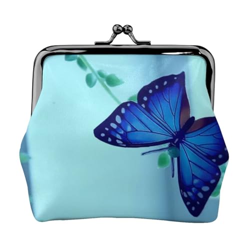 Blue Butterfly Personalisierte Unisex Bedruckte Münzbörse – Premium Mikrofaser Leder Geldbörse mit Schnappverschluss von Hgbbdyyjj