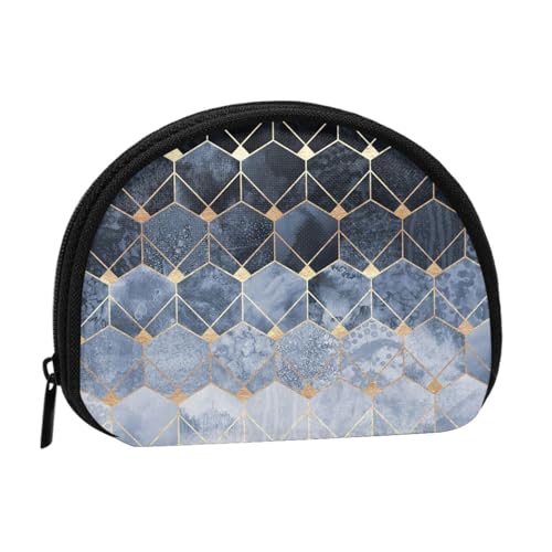 Blue Hexagons and Diamonds Mini Shell Coin Purse - Compact Zippered Wallet for Coins, Keys & Small Items Blue Hexagons and Diamonds Mini Shell Coin Purse - Compact Zippered Wallet for Coins, Keys & Small Items von Hgbbdyyjj