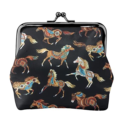 Brown Horse Personalisierte Unisex Bedruckte Münzgeldbörse – Premium Mikrofaser Leder Geldbörse mit Schnappverschluss von Hgbbdyyjj