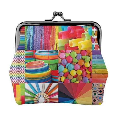 Bunte Collage, personalisierbar, Unisex, bedruckte Münzgeldbörse – Premium-Mikrofaser-Leder-Geldbörse mit Schnappverschluss von Hgbbdyyjj