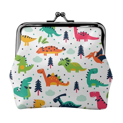 Bunte Dinosaurier, personalisierbar, Unisex, bedruckte Münzgeldbörse – Premium-Mikrofaser-Leder-Geldbörse mit Schnappverschluss von Hgbbdyyjj