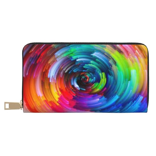 Bunte Regenbogen-Spiral-Premium-Geldbörse für Damen und Herren – Geldbörse mit Reißverschluss aus PU-Leder mit 12 Kartenfächern und Münzfach von Hgbbdyyjj