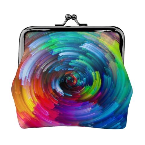 Bunte Regenbogen-Spirale, personalisierbar, Unisex, bedruckte Münzgeldbörse – Premium-Mikrofaser-Leder-Geldbörse mit Schnappverschluss von Hgbbdyyjj