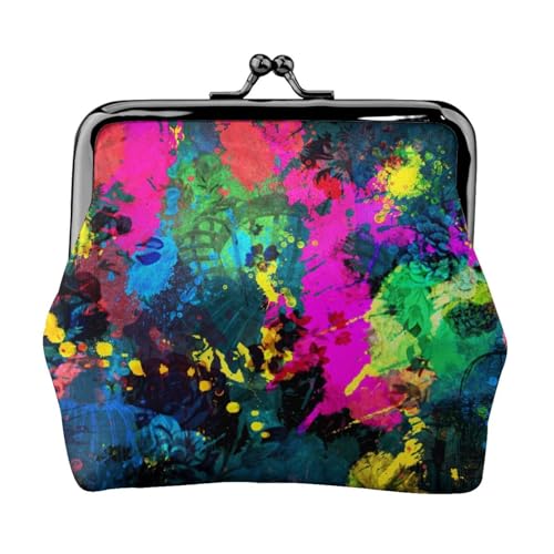 Buntes abstraktes Gemälde, personalisierbar, Unisex, bedruckte Münzgeldbörse – Premium-Mikrofaser-Leder-Geldbörse mit Schnappverschluss von Hgbbdyyjj