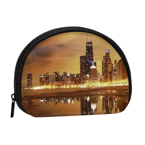 Chicago City Mini Shell Coin Purse - Compact Zippered Wallet for Coins, Keys & Small Items von Hgbbdyyjj