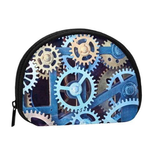 Clock Gears Mini Shell Münzbörse – kompakte Geldbörse mit Reißverschluss für Münzen, Schlüssel und kleine Gegenstände von Hgbbdyyjj