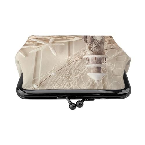 Coastal Fishing Net Shell Personalisierte Unisex Bedruckte Münzgeldbörse – Premium Mikrofaser Leder Geldbörse mit Schnappverschluss von Hgbbdyyjj