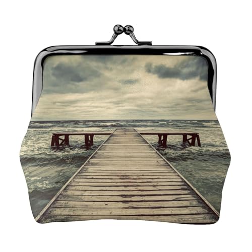 Coastal Pier Personalisierte Unisex Bedruckte Münzgeldbörse – Premium Mikrofaser Leder Geldbörse mit Schnappverschluss von Hgbbdyyjj