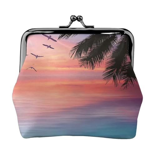 Coconut Palm Tree Sandy Beach Personalisierte Unisex Bedruckte Münzbörse – Premium Mikrofaser Leder Geldbörse mit Schnappverschluss von Hgbbdyyjj