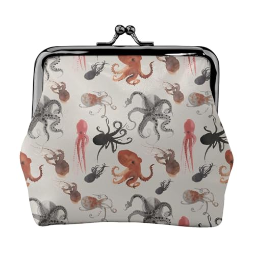 Color Octopus Personalisierte Unisex bedruckte Münzgeldbörse – Premium-Mikrofaser-Leder-Geldbörse mit Schnappverschluss von Hgbbdyyjj