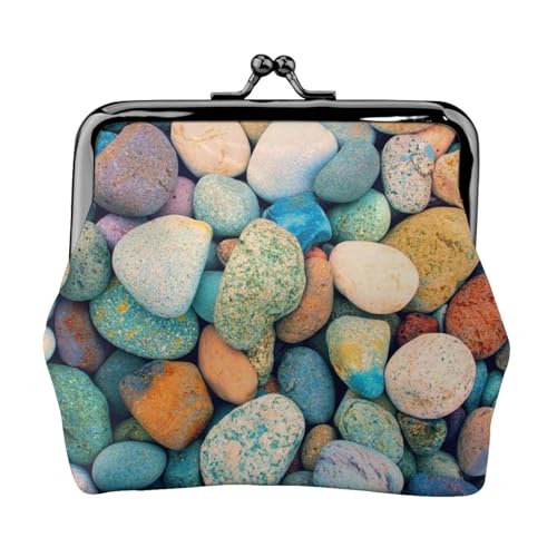 Colored Stones Personalisierte Unisex bedruckte Münzgeldbörse – Premium-Mikrofaser-Leder-Geldbörse mit Schnappverschluss von Hgbbdyyjj