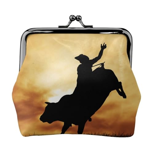Cool Bull Riding Personalisierte Unisex Bedruckte Münzbörse – Premium Mikrofaser Leder Geldbörse mit Schnappverschluss von Hgbbdyyjj