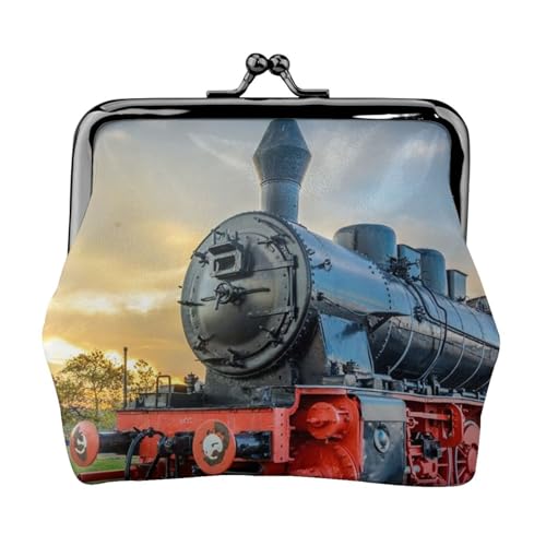 Dampfzug Personalisierte Unisex Bedruckte Münzbörse – Premium Mikrofaser Leder Geldbörse mit Schnappverschluss von Hgbbdyyjj