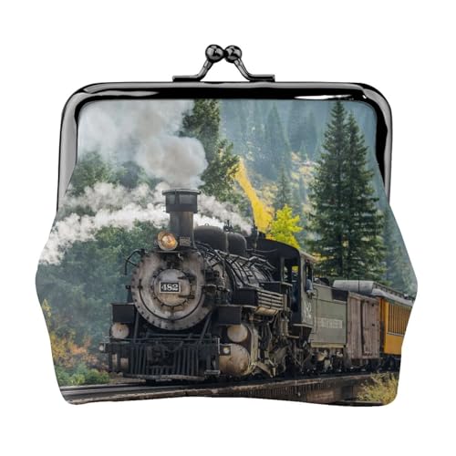 Dampfzug Personalisierte Unisex Bedruckte Münzbörse – Premium Mikrofaser Leder Geldbörse mit Schnappverschluss von Hgbbdyyjj