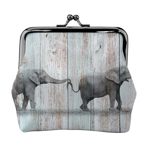 Elephant Art On Wood Personalisierte Unisex bedruckte Münzgeldbörse – Premium Mikrofaser Leder Geldbörse mit Schnappverschluss von Hgbbdyyjj
