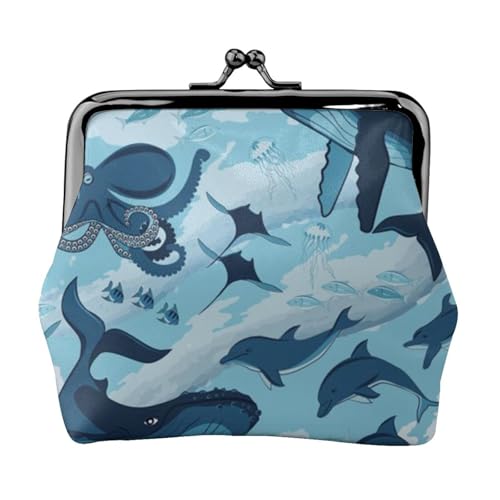 Fish and Octopus Personalisierte Unisex Bedruckte Münzbörse - Premium Mikrofaser Leder Geldbörse mit Schnappverschluss von Hgbbdyyjj