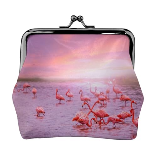 Flamingos Personalisierte Unisex Bedruckte Münzbörse - Premium Mikrofaser Leder Geldbörse mit Schnappverschluss von Hgbbdyyjj