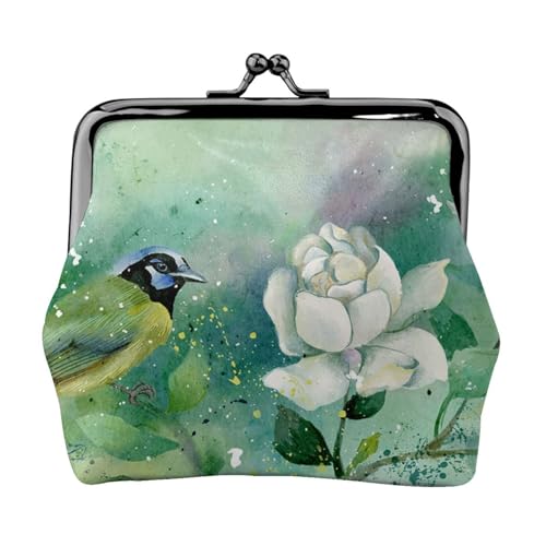 Gardenia Blumen Vögel Personalisierte Unisex Bedruckte Münzbörse - Premium Mikrofaser Leder Geldbörse mit Schnappverschluss von Hgbbdyyjj