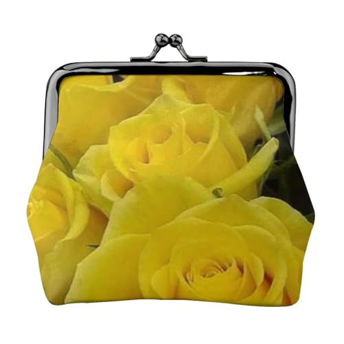 Gelbe Rosen Personalisierte Unisex Bedruckte Münzbörse - Premium Mikrofaser Leder Geldbörse mit Schnappverschluss von Hgbbdyyjj