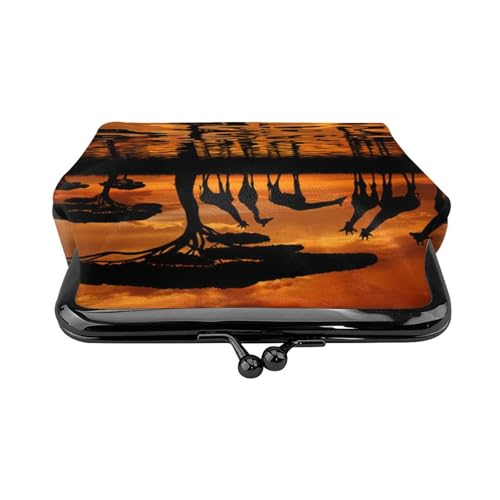 Giraffe unter dem Baum in Afrika Personalisierte Unisex bedruckte Münzbörse – Premium Mikrofaser Leder Geldbörse mit Schnappverschluss von Hgbbdyyjj