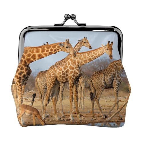 Giraffen-Familie, personalisierbar, Unisex, bedruckte Münzgeldbörse – Premium-Mikrofaser-Leder-Geldbörse mit Schnappverschluss von Hgbbdyyjj