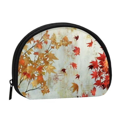 Golden Leaves Mini Shell Münzbörse – kompakte Geldbörse mit Reißverschluss für Münzen, Schlüssel und kleine Gegenstände von Hgbbdyyjj