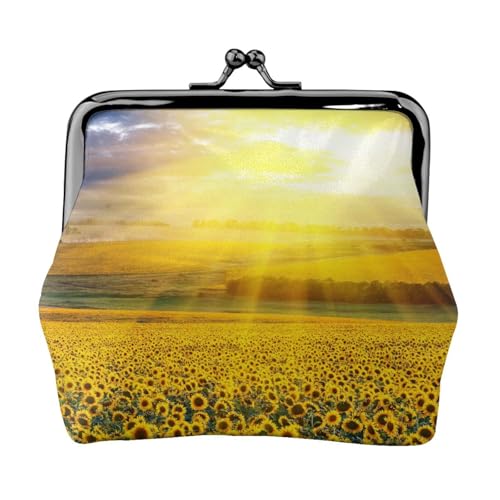 Goldene Sonnenblume Personalisierte Unisex Bedruckte Münzbörse - Premium Mikrofaser Leder Geldbörse mit Schnappverschluss von Hgbbdyyjj