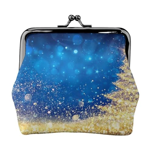 Goldener Glitzer Weihnachtsbaum Personalisierte Unisex Bedruckte Münzbörse - Premium Mikrofaser Leder Geldbörse mit Schnappverschluss von Hgbbdyyjj