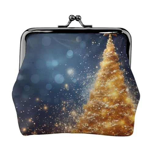Goldener Glitzer Weihnachtsbaum Personalisierte Unisex Bedruckte Münzbörse - Premium Mikrofaser Leder Geldbörse mit Schnappverschluss von Hgbbdyyjj