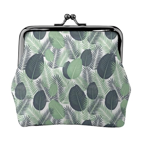 Grüne tropische Blätter, personalisierbar, Unisex, bedruckte Münzgeldbörse – Premium-Mikrofaser-Leder-Geldbörse mit Schnappverschluss von Hgbbdyyjj