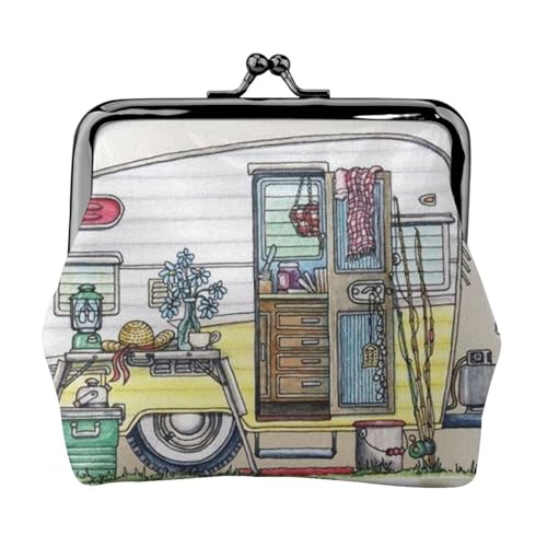 Happy Campers Personalisierte Unisex Bedruckte Münzbörse - Premium Mikrofaser Leder Geldbörse mit Schnappverschluss von Hgbbdyyjj