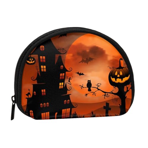 Happy Halloween Mini Shell Coin Purse - Compact Zippered Wallet for Coins, Keys & Small Items von Hgbbdyyjj