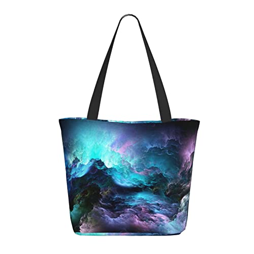 Hgbbdyyjj 3D Graphics Universe Space Tragetasche mit Reißverschluss, strapazierfähiges Polyester, Einkaufs- und Strandtasche mit versteckter Tasche von Hgbbdyyjj