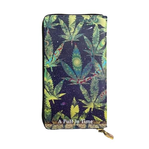 Hgbbdyyjj A Puff in Time Weed Premium Long Wallet für Damen – PU-Leder Geldbörse mit Reißverschluss und 12 Kartenfächern & Münzfach von Hgbbdyyjj