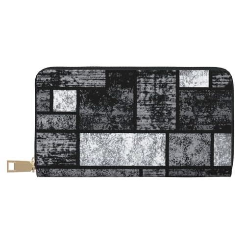 Hgbbdyyjj Abstrakte graue Premium-Geldbörse für Damen und Herren – Geldbörse mit Reißverschluss aus PU-Leder mit 12 Kartenfächern und Münzfach von Hgbbdyyjj