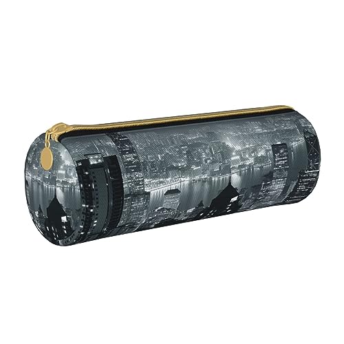 Hgbbdyyjj Aerial Night of View Hong Kong Personalisierte bedruckte multifunktionale große Kapazität Runde Leder Schreibwaren Aufbewahrungstasche, weiß, Einheitsgröße, Taschen-Organizer von Hgbbdyyjj