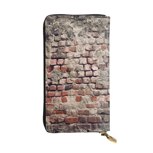 Hgbbdyyjj Ancient Worn Brick Wall Premium Long Wallet für Frauen – PU-Leder Reißverschluss Around Geldbörse mit 12 Kartenfächern & Münzfach von Hgbbdyyjj