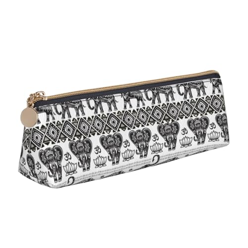 Hgbbdyyjj Aufbewahrungsbeutel aus Leder mit Bohemian-Elefantenmuster, personalisierbar, multifunktional, großes Fassungsvermögen, dreieckig, aus Leder, weiß, Einheitsgröße, Taschen-Organizer von Hgbbdyyjj