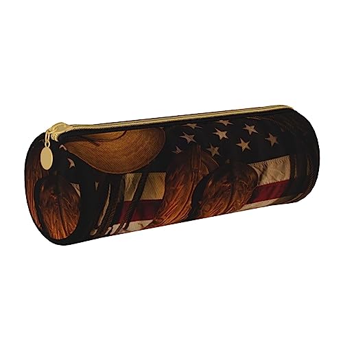 Hgbbdyyjj Aufbewahrungstasche aus Leder, Motiv: Flagge mit Cowboystiefeln, personalisierbar, multifunktional, großes Fassungsvermögen, rund, Leder, weiß, Einheitsgröße, Taschen-Organizer von Hgbbdyyjj