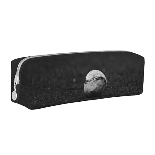 Hgbbdyyjj Baseball-Federmäppchen aus gekreuztem PVC-Leder – bedruckter Reißverschluss-Organizer für Stifte und kleine Gegenstände, weiß, Einheitsgröße, Taschen-Organizer von Hgbbdyyjj