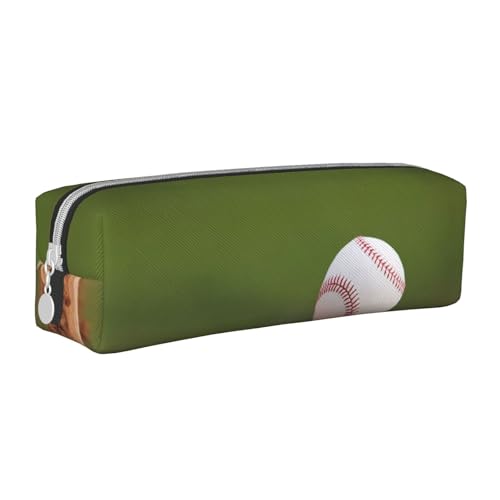 Hgbbdyyjj Baseball-Federmäppchen aus gekreuztem PVC-Leder – bedruckter Reißverschluss-Organizer für Stifte und kleine Gegenstände, weiß, Einheitsgröße, Taschen-Organizer von Hgbbdyyjj