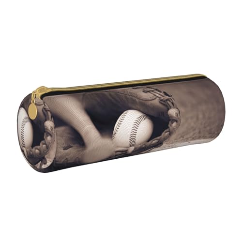 Hgbbdyyjj Baseball- und Handschuh-Aufbewahrungstasche, personalisierbar, multifunktional, großes Fassungsvermögen, rund, Leder, Schreibwaren-Aufbewahrungstasche, weiß, Einheitsgröße, Taschen-Organizer von Hgbbdyyjj