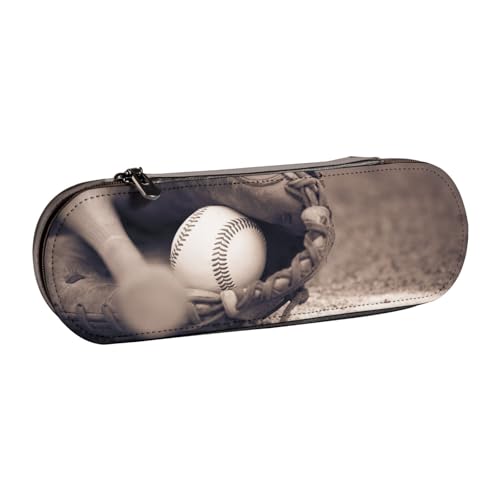 Hgbbdyyjj Baseball- und Handschuh. Personalisierbarer bedruckter multifunktionaler wasserdichter Stiftebeutel Kosmetiktasche mit Klappen-Design, Schwarz , Einheitsgröße, Taschen-Organizer von Hgbbdyyjj