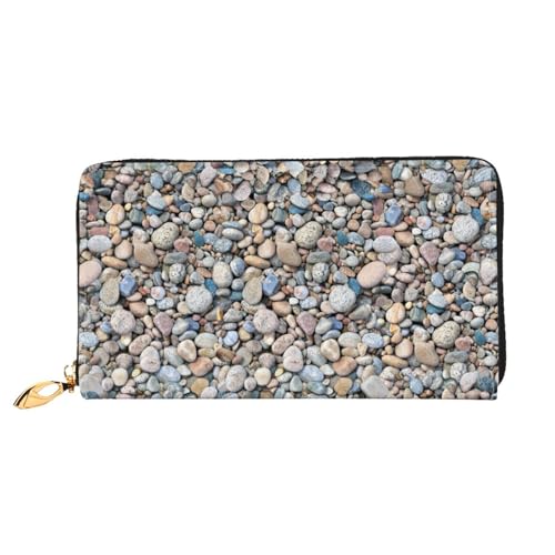 Hgbbdyyjj Beach Stones Pattern Premium Long Wallet für Damen und Herren - Geldbörse mit Reißverschluss aus PU-Leder mit 12 Kartenfächern und Münzfach von Hgbbdyyjj