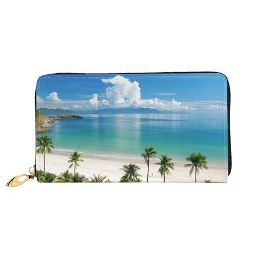 Hgbbdyyjj Beach and Palm Tree Premium Long Wallet for Men and Women - Zip Wallet in Pu Leather with 12 Card Slots and Coin Pocket von Hgbbdyyjj